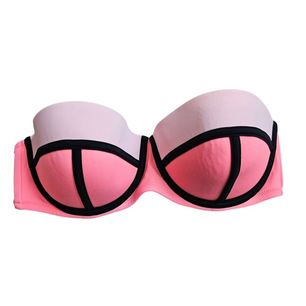 Victorias Secret The Flirt Bandeau Bikini Top 36D Pink Padded Pushup NO STRAPS